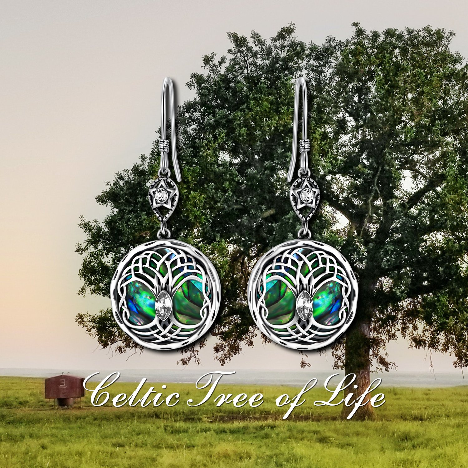 Celtic Tree of Life Earrings Sterling Silver Family Tree Dangle Drop Earrings with Birthstone Crystals Birthday Jewelry Gifts for Women Her - Image 6
