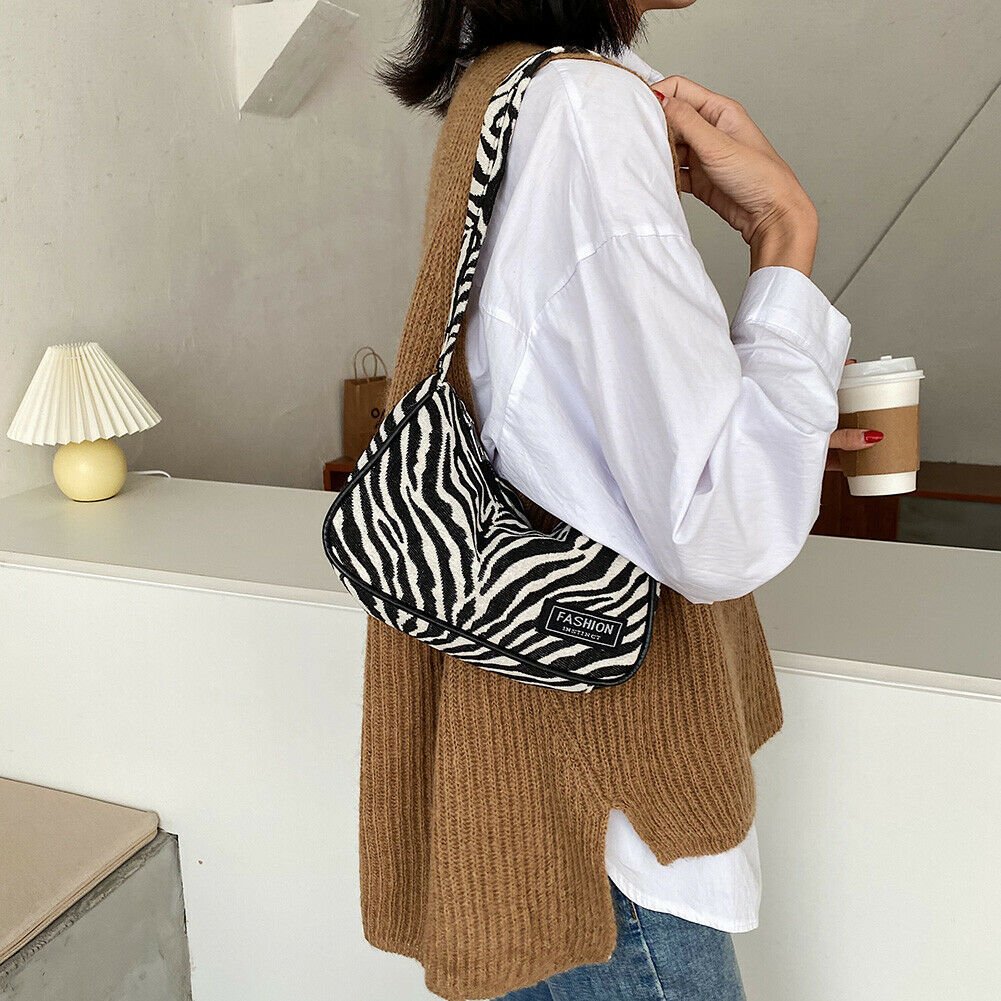 Summer Handle Bag Women Retro Handbag Oxford Cloth Zebra Shoulder Totes Underarm Vintage Top Handle Bag Female Small Bags Clutch - Image 5