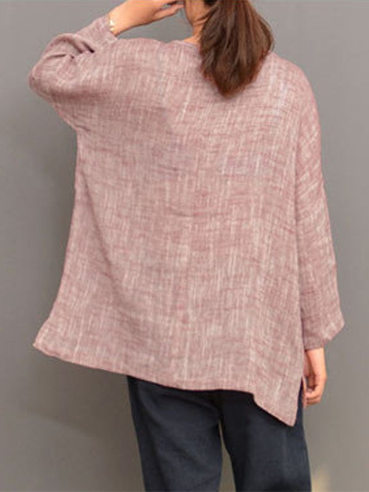 Irregular Crew Neck Casual Blouse - Image 4