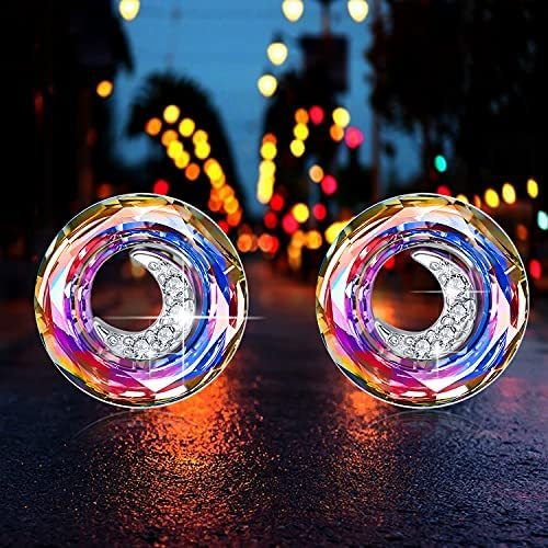 Cubic Zirconia Crescent Moon 925 Sterling Silver Stud Earrings Dainty Crystal Earrings Hypoallergenic Jewelry - Image 2