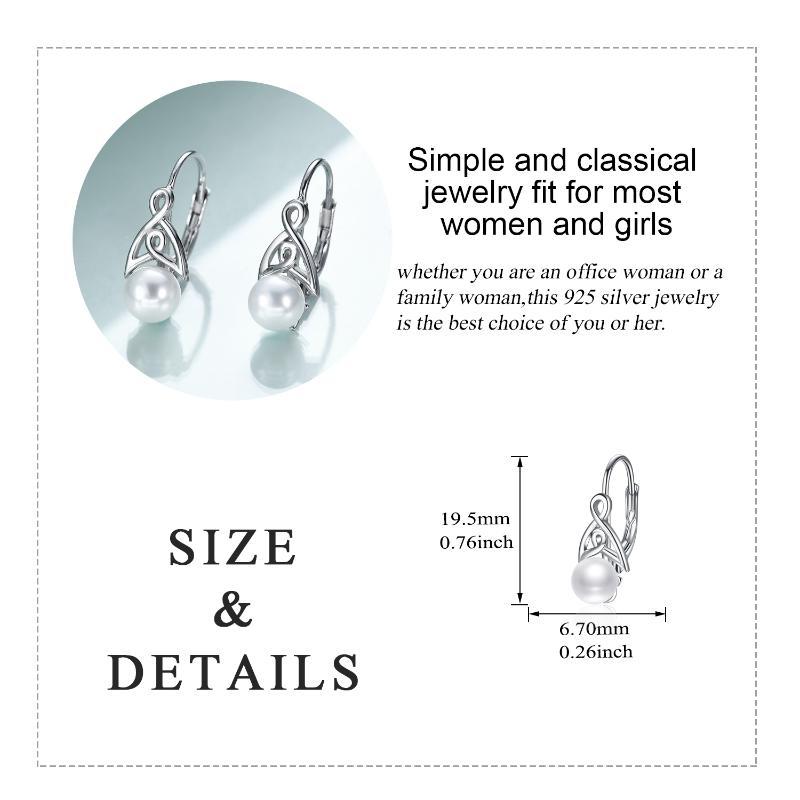 Pearl Earrings for Women 925 Sterling Silver Irish Celtic Knot Hoop Earrings Leverback Jewellery Gifts - Image 4
