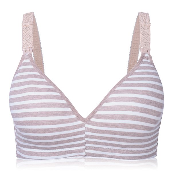 Soft Wireless Plunge Patchwork Color Nursing Bras - Image 7