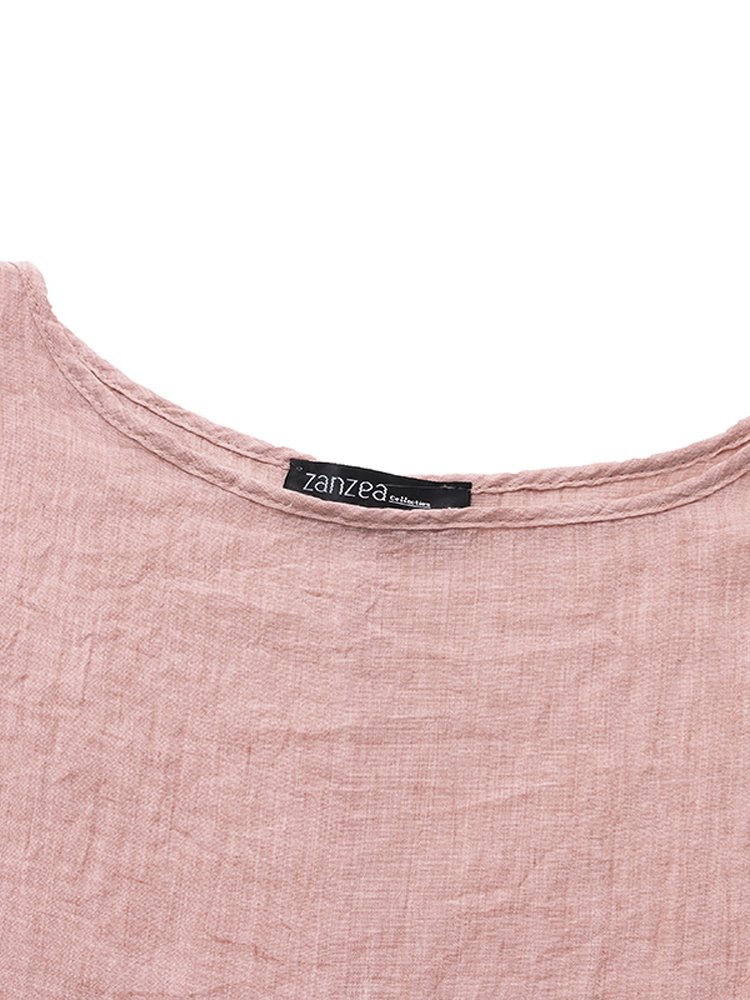 Irregular Crew Neck Casual Blouse - Image 11