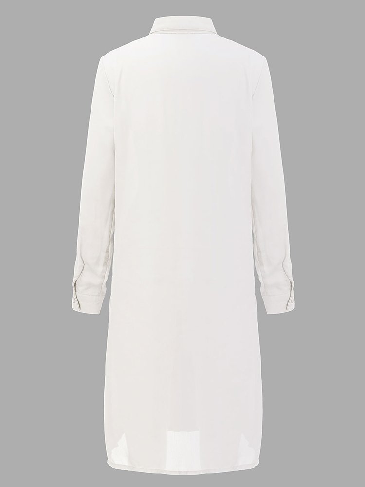 Sexy Women Long Sleeve Split Sheer Chiffon Shirt Tunic Blouse - Image 6