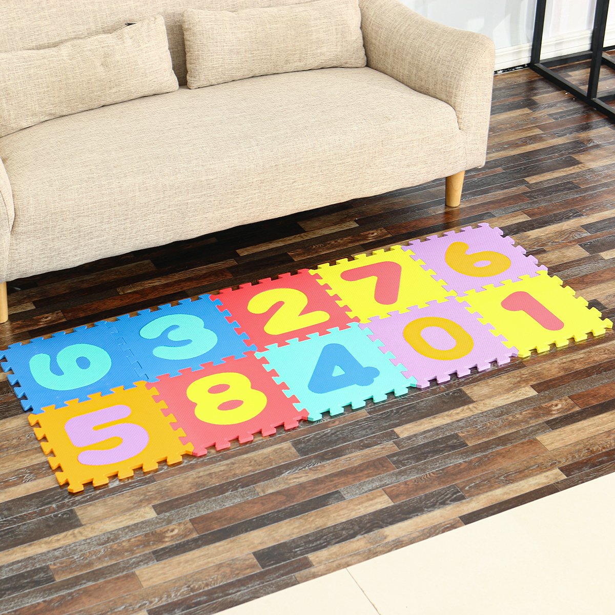 0-9 Math Pattern EVA Foam Floor Jigsaw Puzzle Toy Mat for Living Room Bathroom Kitchen - Image 3