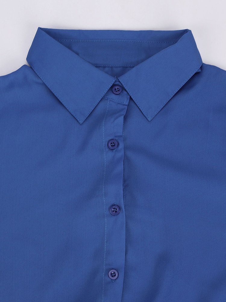 Sexy Women Long Sleeve Split Sheer Chiffon Shirt Tunic Blouse - Image 7