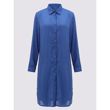 Sexy Women Long Sleeve Split Sheer Chiffon Shirt Tunic Blouse - Image 11