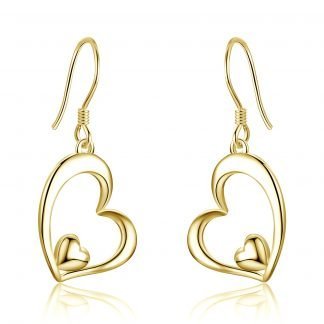 S925 Sterling Silver Heart Dangle Drop Earrings for Women Girls Gifts