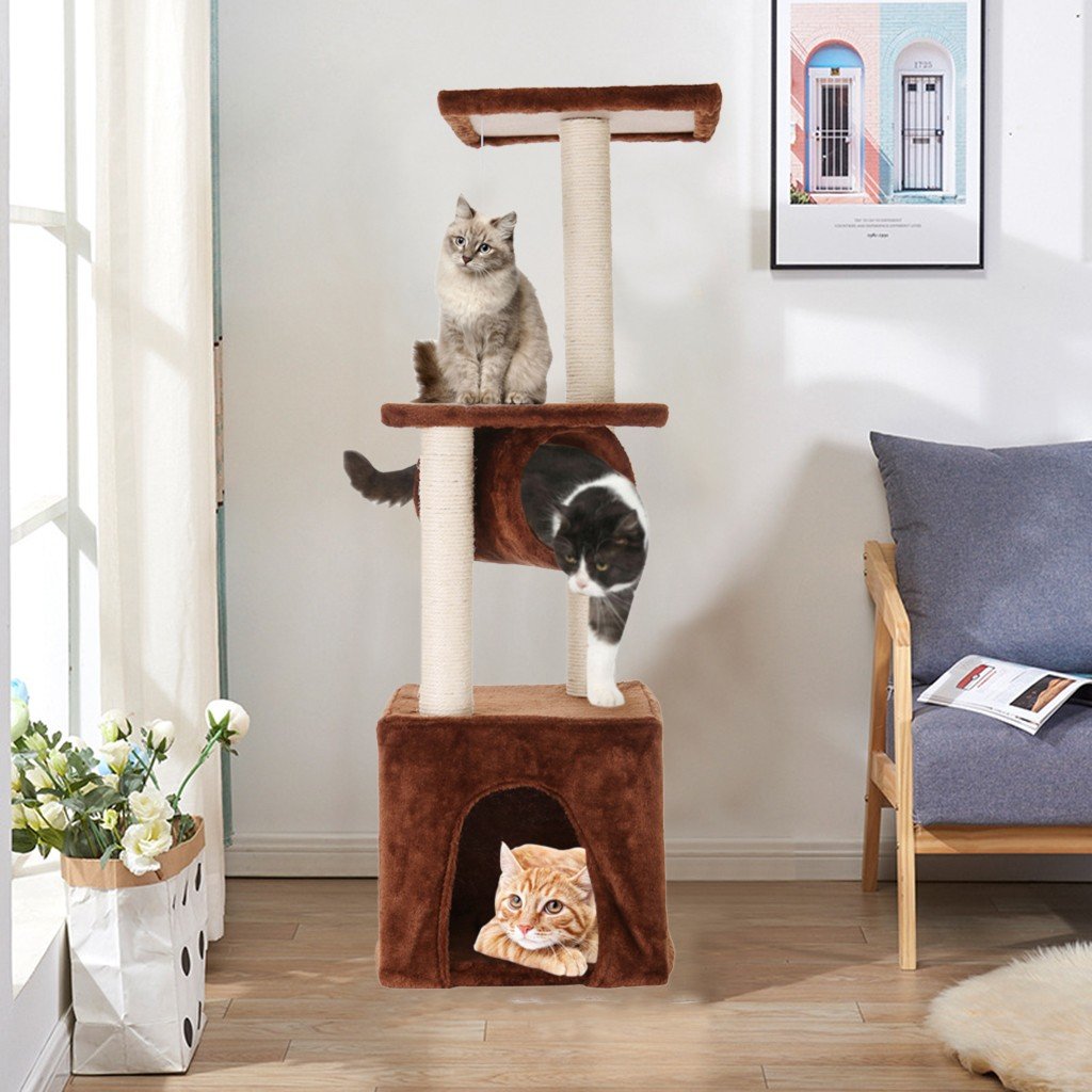 Cat Tower Kittens Pet Play House Cat Activity Tree Condo Scratching Sisal Post