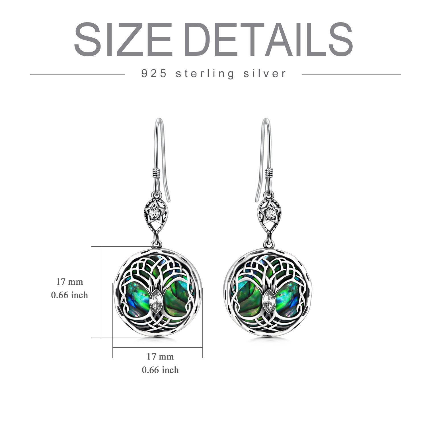 Celtic Tree of Life Earrings Sterling Silver Family Tree Dangle Drop Earrings with Birthstone Crystals Birthday Jewelry Gifts for Women Her - Image 4
