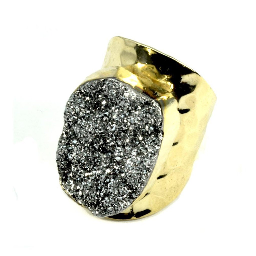 Christy Jean Boutique, Amy Druzy Statement Ring in Gold - Image 4