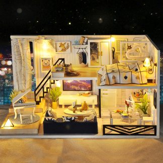 Time Shadow Modern Doll House Miniature DIY Kit Dollhouse With Furniture LED Light Box Gift