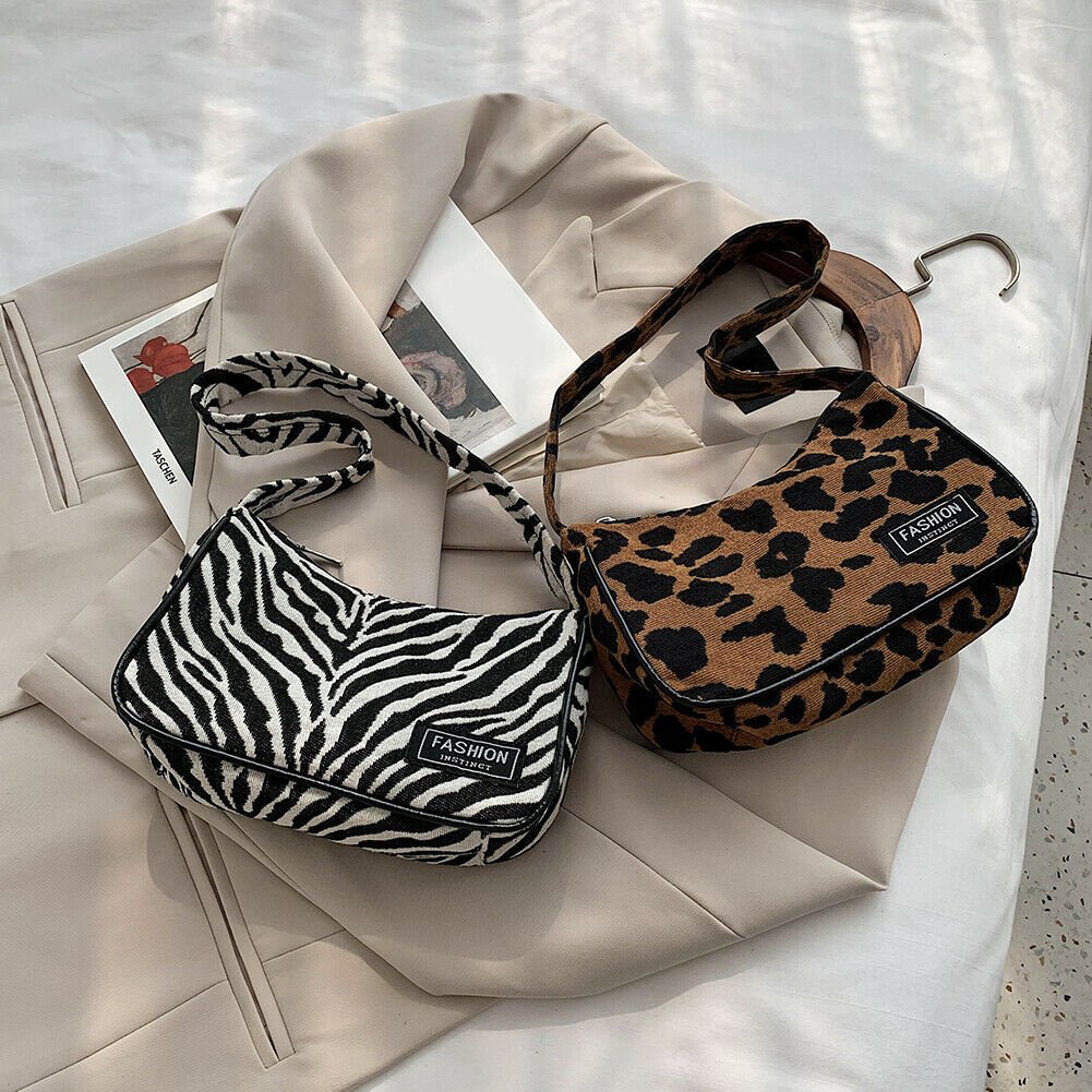 Summer Handle Bag Women Retro Handbag Oxford Cloth Zebra Shoulder Totes Underarm Vintage Top Handle Bag Female Small Bags Clutch