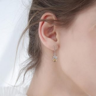 925 Sterling Silver Infinity Bee Dangle Earrings with Rose Flower Jewelry Gifts