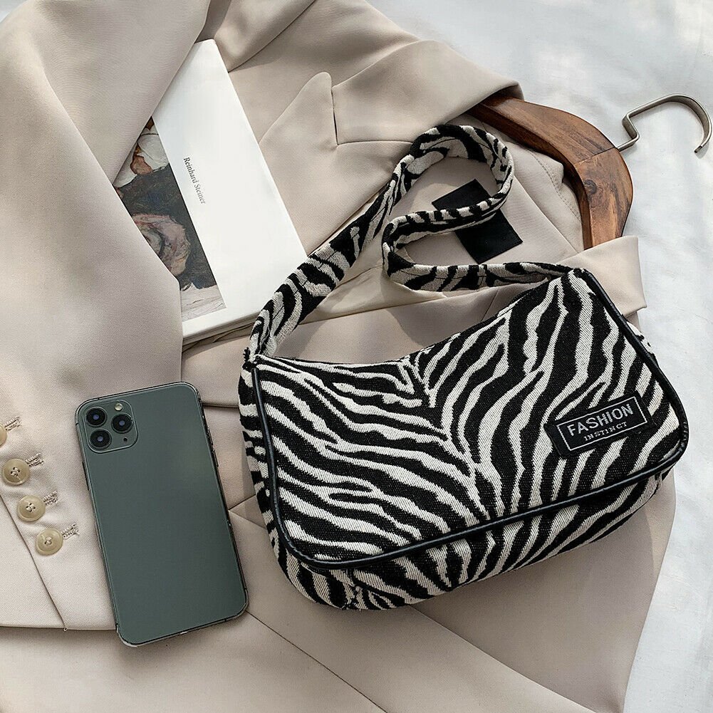 Summer Handle Bag Women Retro Handbag Oxford Cloth Zebra Shoulder Totes Underarm Vintage Top Handle Bag Female Small Bags Clutch - Image 8