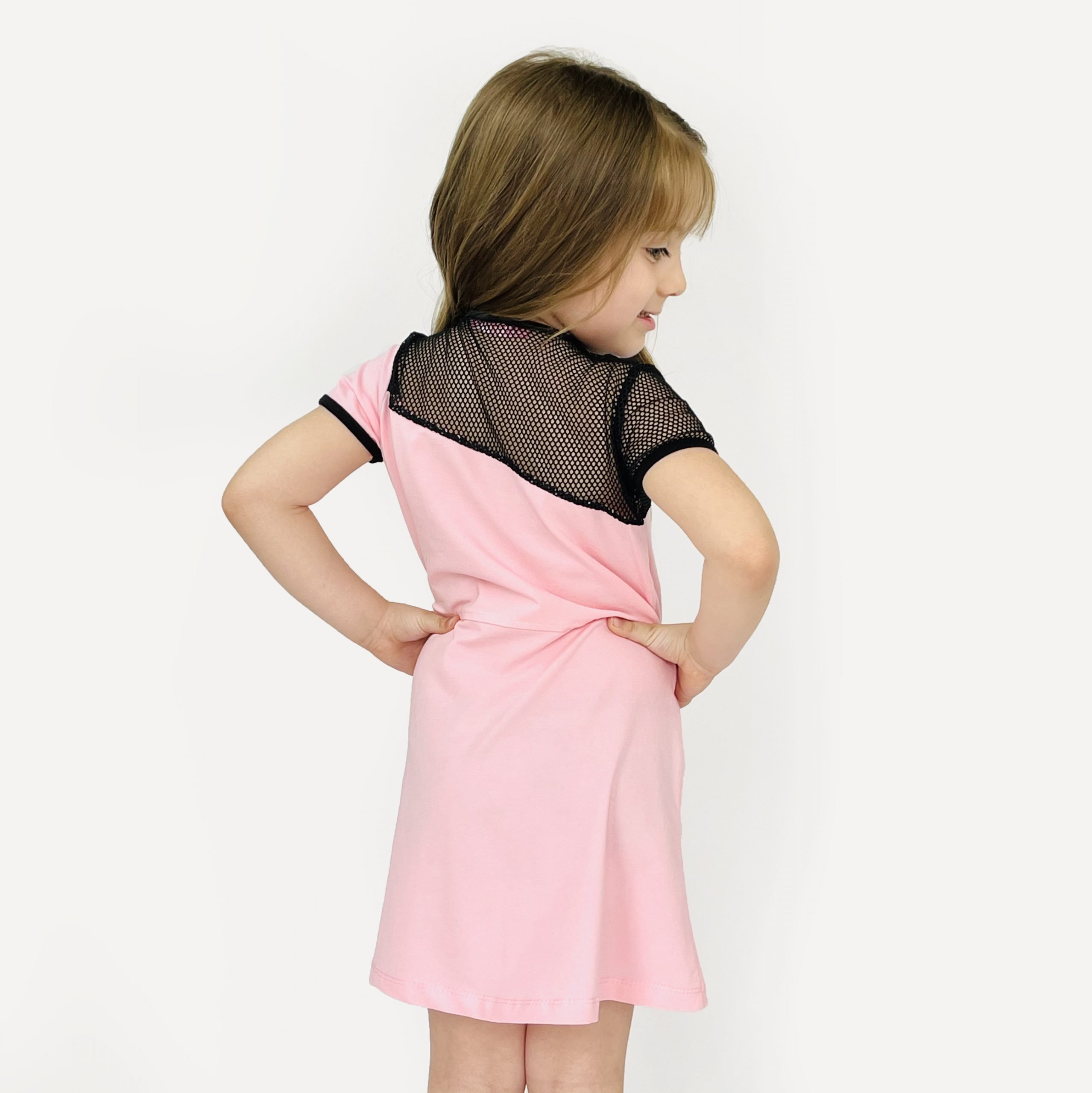 Fishnet shoulder Cotton Dress - Image 3