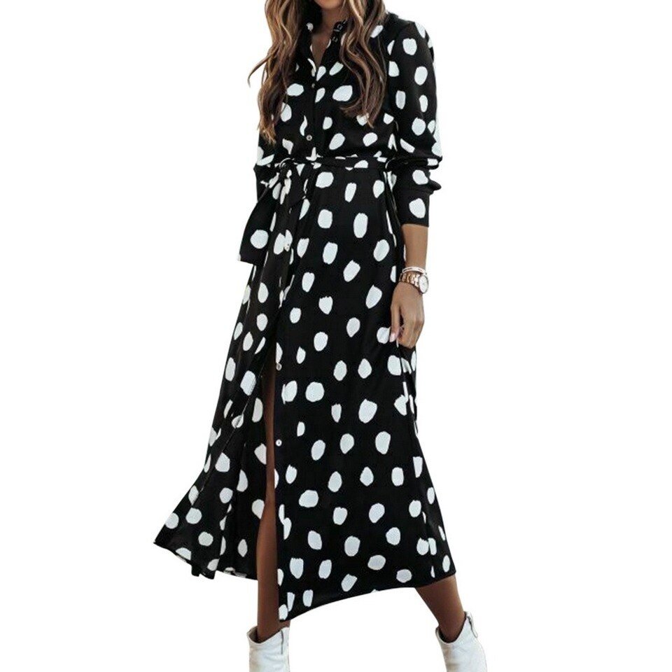 Long Dress Casual Polka Dot Print - Image 3
