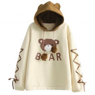 Hoodie Women kawaii A Bear Cap Sweatshirt