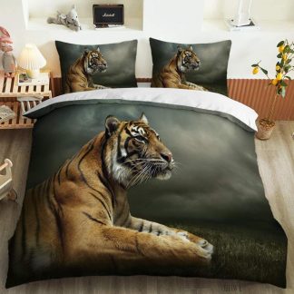 Beding Set Pillowcase Duvet Cover , 3D Print Jungle Wild Animals  Lion and Tiger