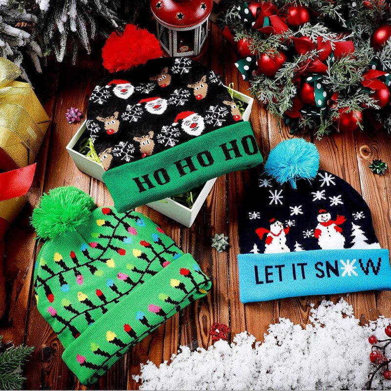 Christmas Hat Santa Claus Elk Knitted Beanie - Image 13