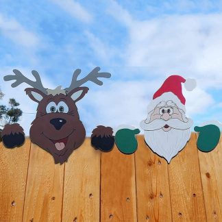 Christmas Fence Peeker Ornament Santa Claus Reindeer