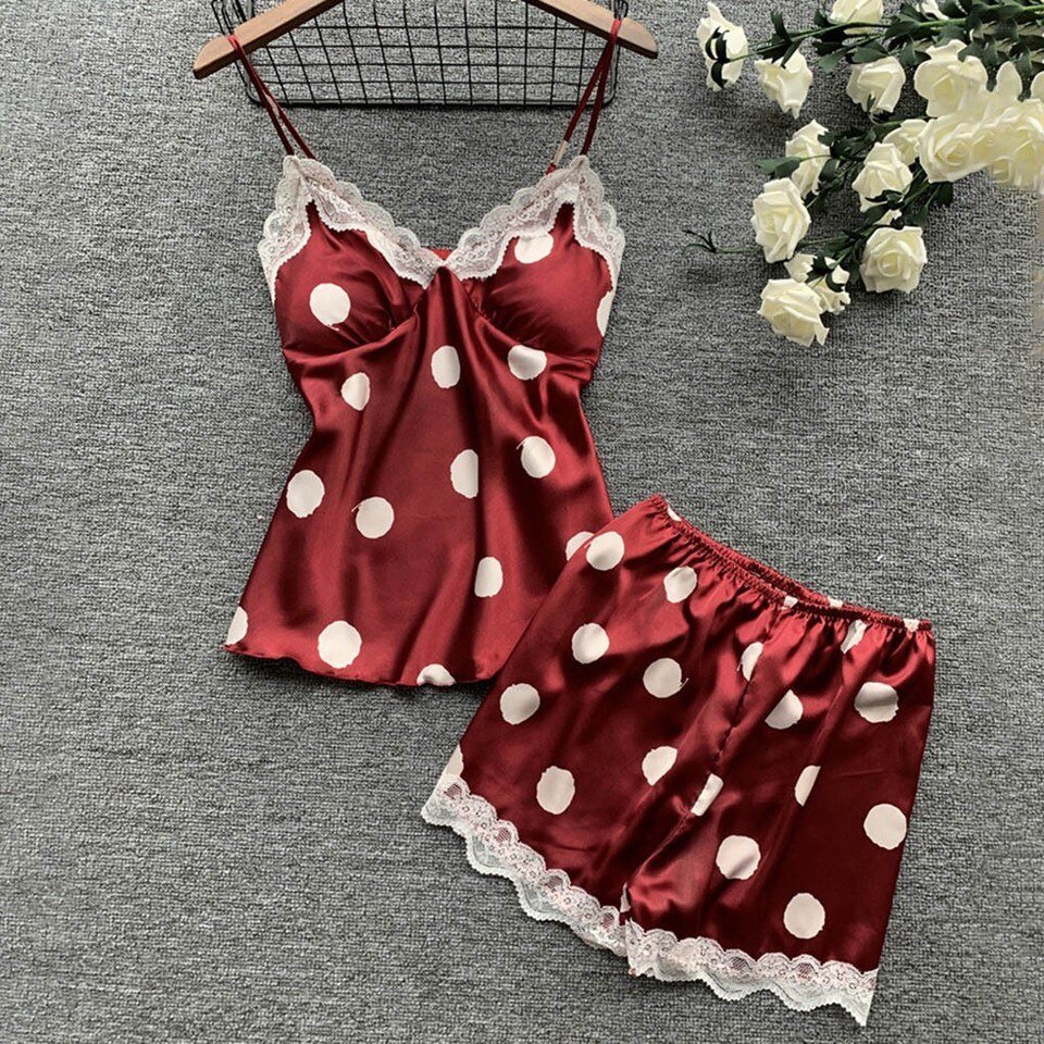 Satin Sleepwear Polka Dot Pyjamas - Image 3