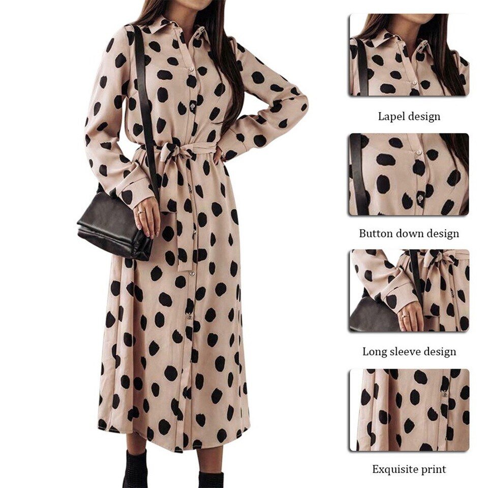 Long Dress Casual Polka Dot Print - Image 11