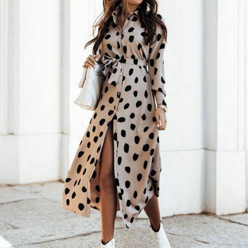 Long Dress Casual Polka Dot Print - Image 10
