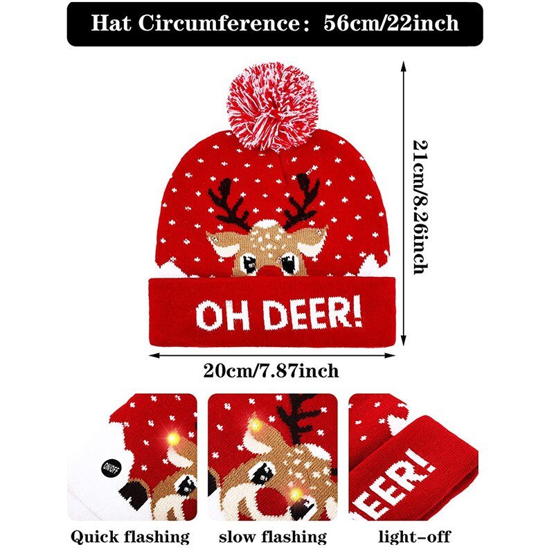 Christmas Hat Santa Claus Elk Knitted Beanie - Image 9