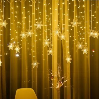 Christmas LED snowflakes Curtain String lights Waterproof Flashing Icicle Connectable Wave Fairy Light Home Party Festive Decor