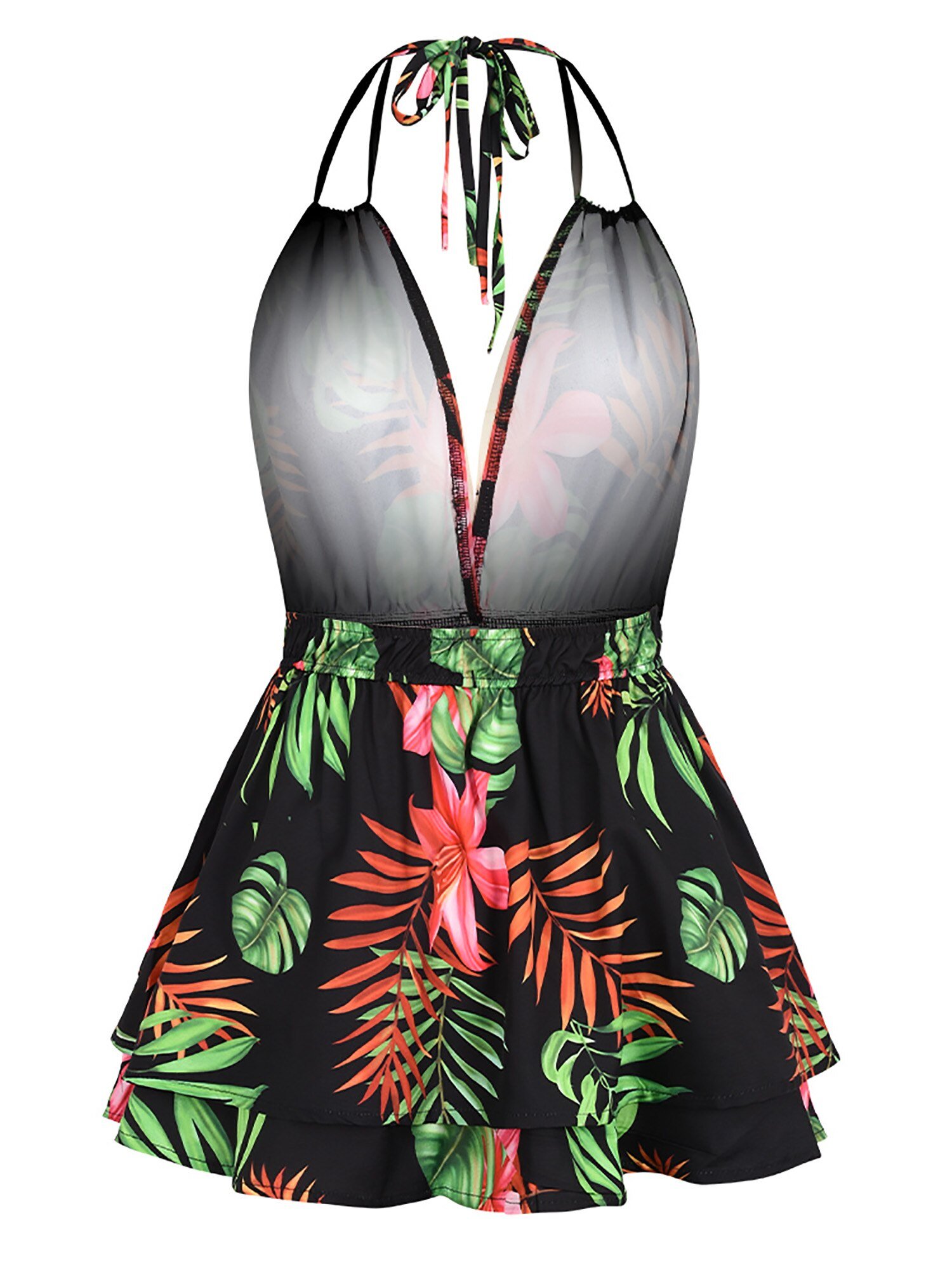 Mini Dresses Sling Floral ,V-Neck Sleeveless - Image 5