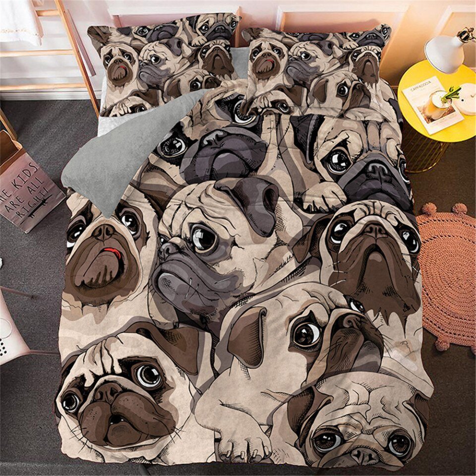 Cartoon Pug Dog Duvet Cover Set , Luxury Bedding Sets - Image 3