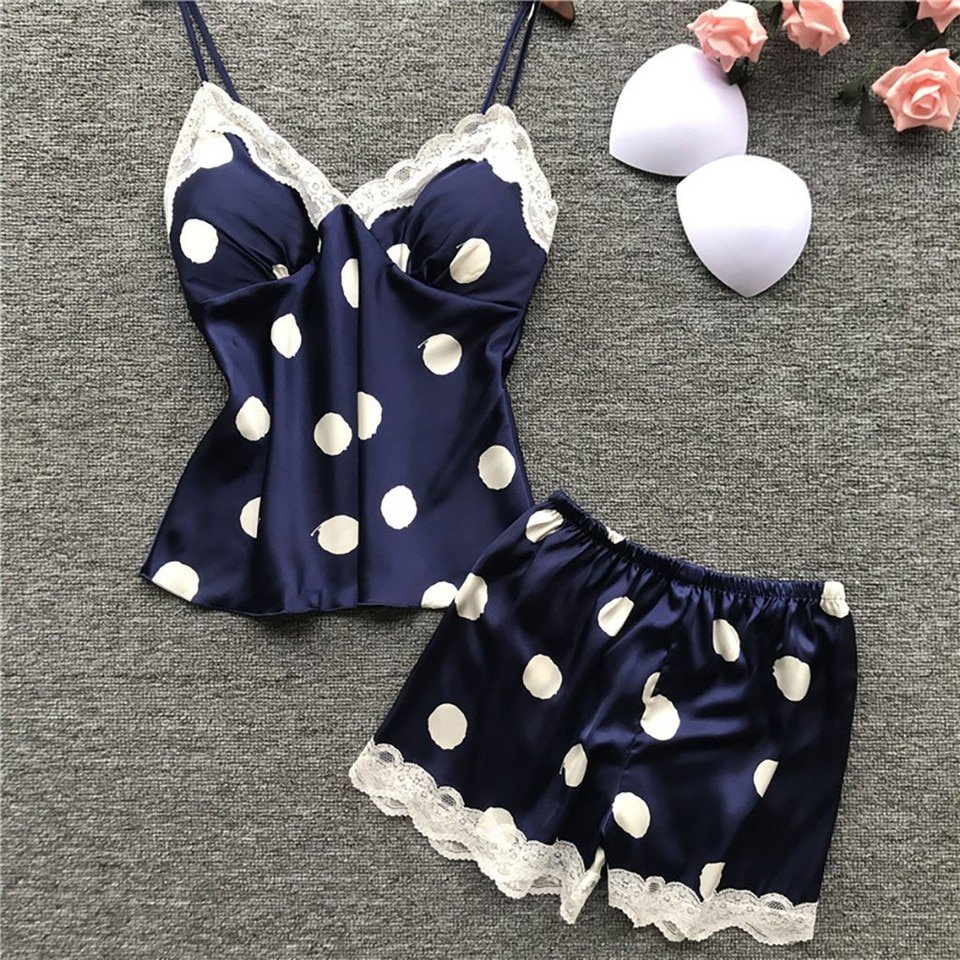 Satin Sleepwear Polka Dot Pyjamas