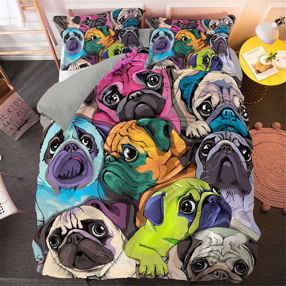 Cartoon Pug Dog Duvet Cover Set , Luxury Bedding Sets - Image 5