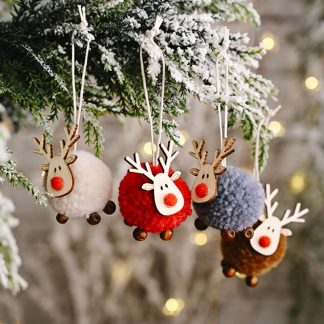 Cute Felt Wooden Elk Christmas Tree Decorations