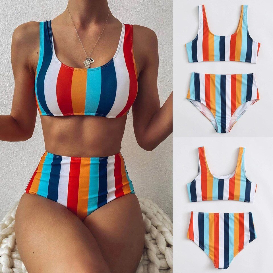 Women's Swimming Suit , Striped Push Up , Two Piece Swimsuit - Image 2
