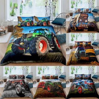 Retro Tractor Car Printed Bedding Set Duvet Cover
