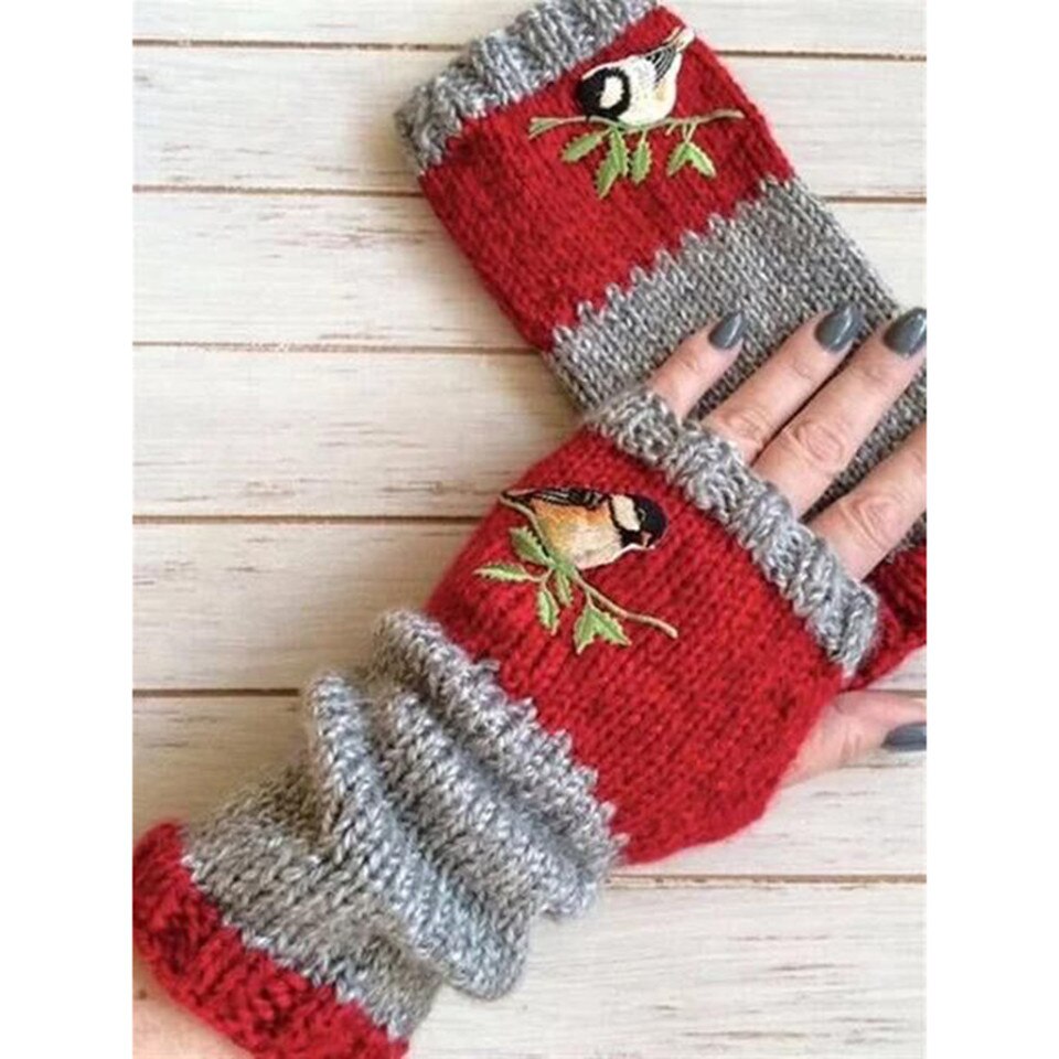 Gloves, Winter Women Warm Cute Birds Fingerless - Image 4
