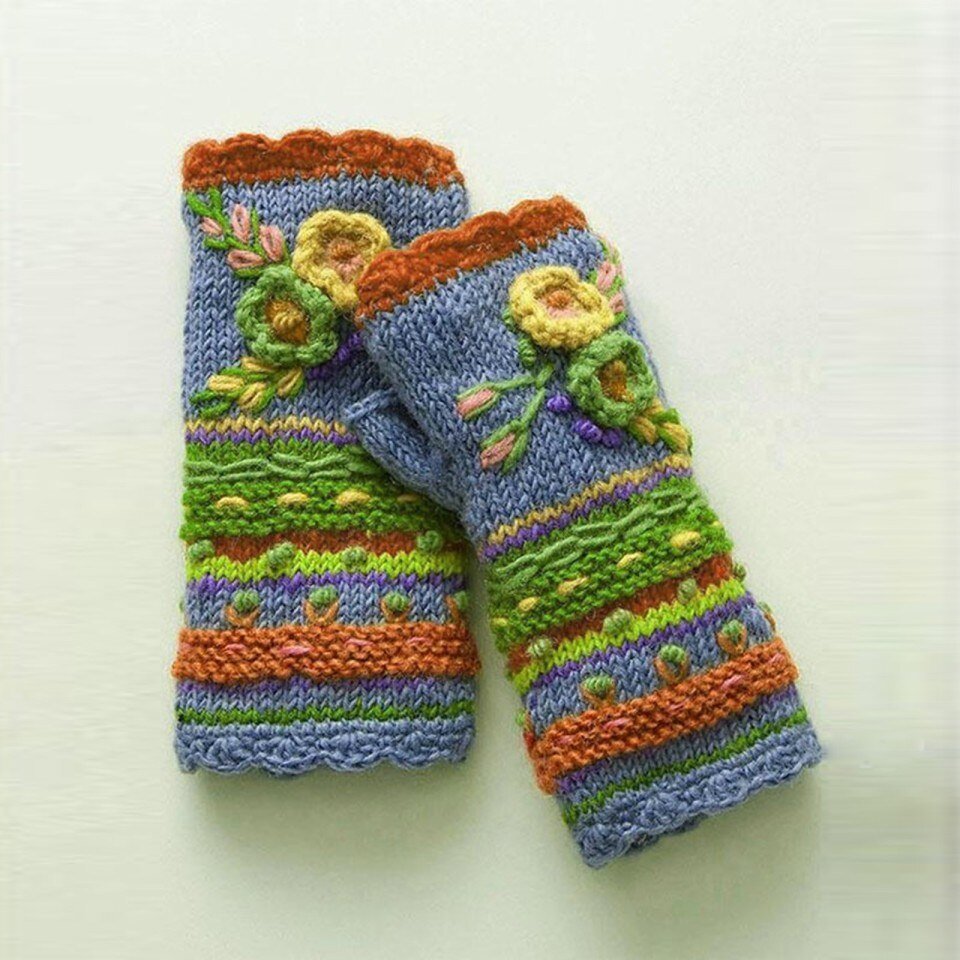 Gloves Warm Flower Knit - Image 2