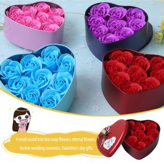 Box Bath Soap Artificial Rose Flowers Gift Box