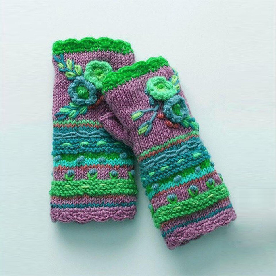 Gloves Warm Flower Knit - Image 6