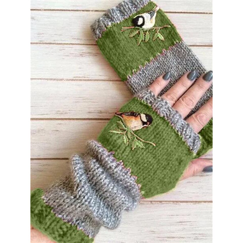 Gloves, Winter Women Warm Cute Birds Fingerless - Image 8