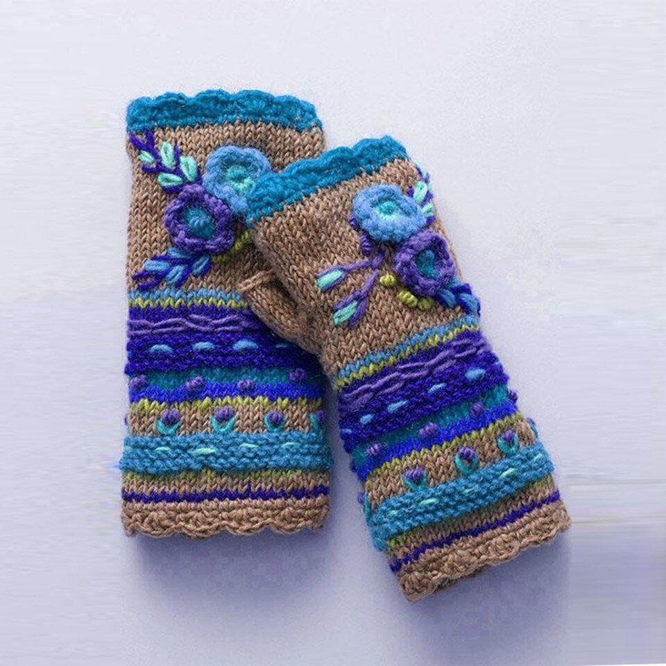 Gloves Warm Flower Knit - Image 4