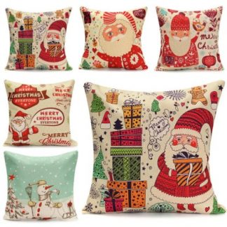 Cotton Linen Pillow Christmas ,Santa Claus -Snowmen